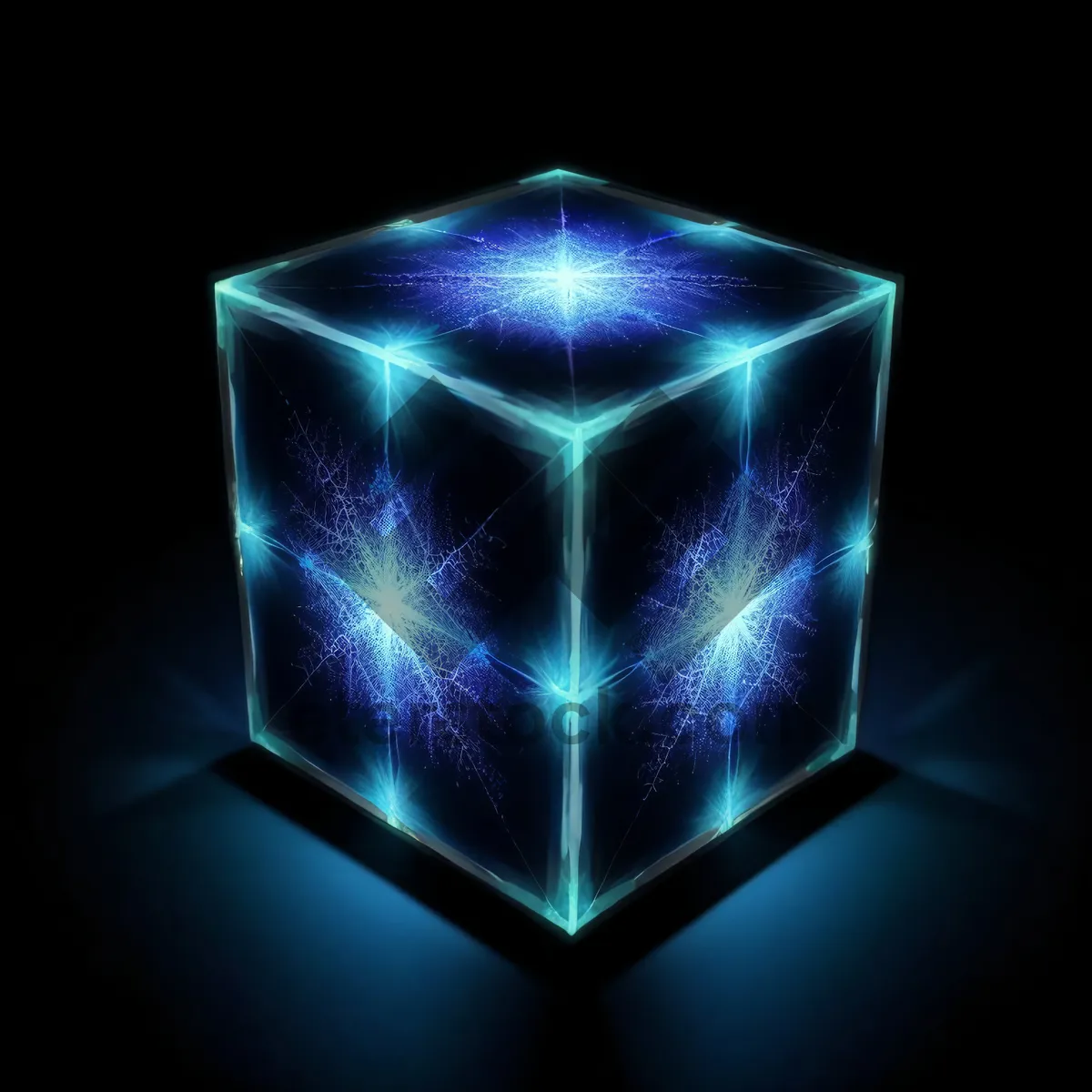 Picture of Digital fractal space wallpaper with glass star pattern