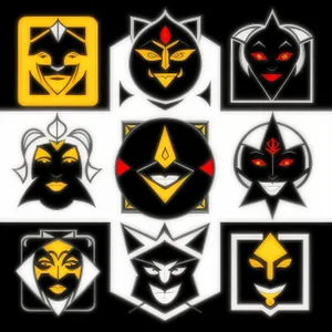 Black Poison Icon Set - Heraldry Symbol Graphic Design
