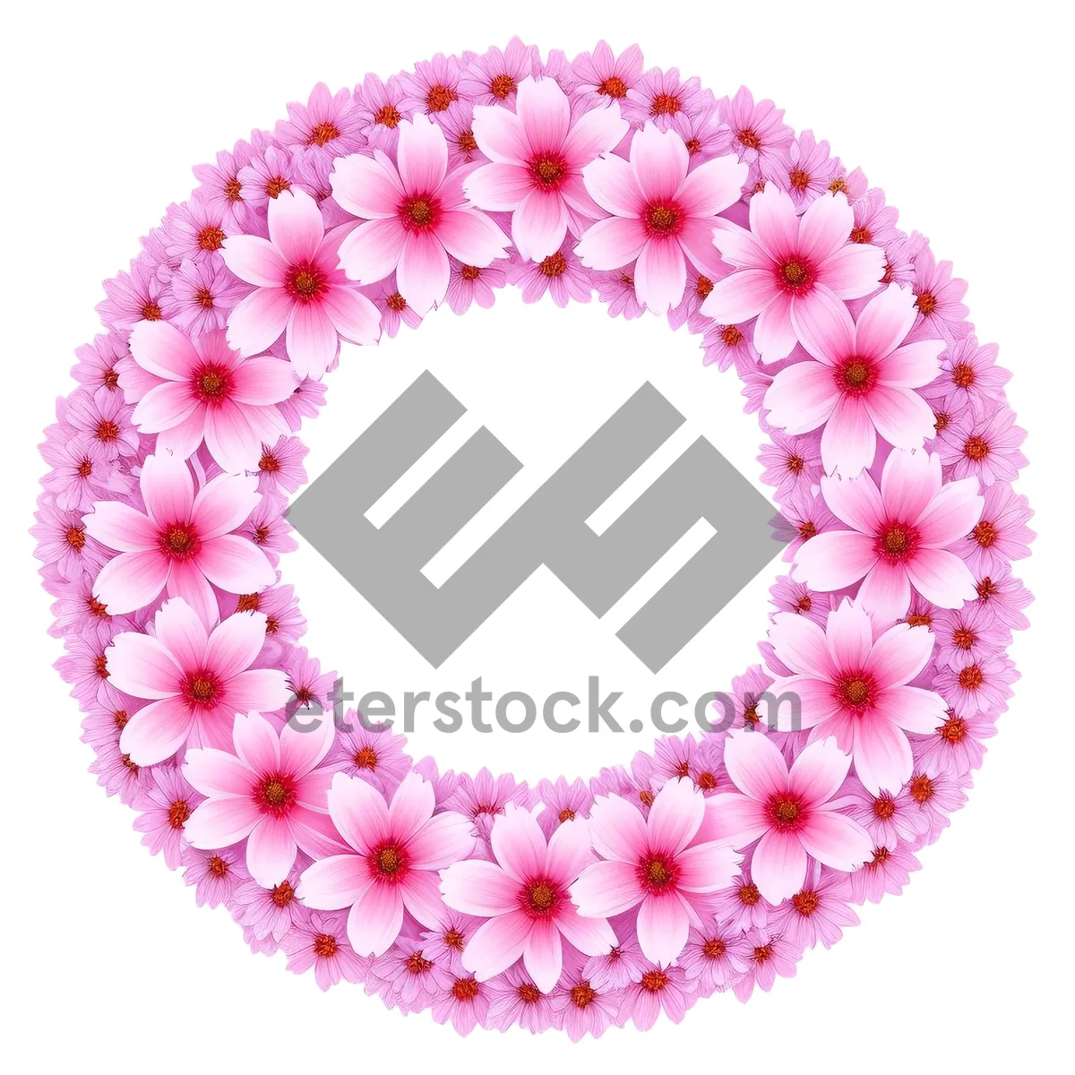 Picture of Floral Embroidery: Pink Decorative Circle Frame