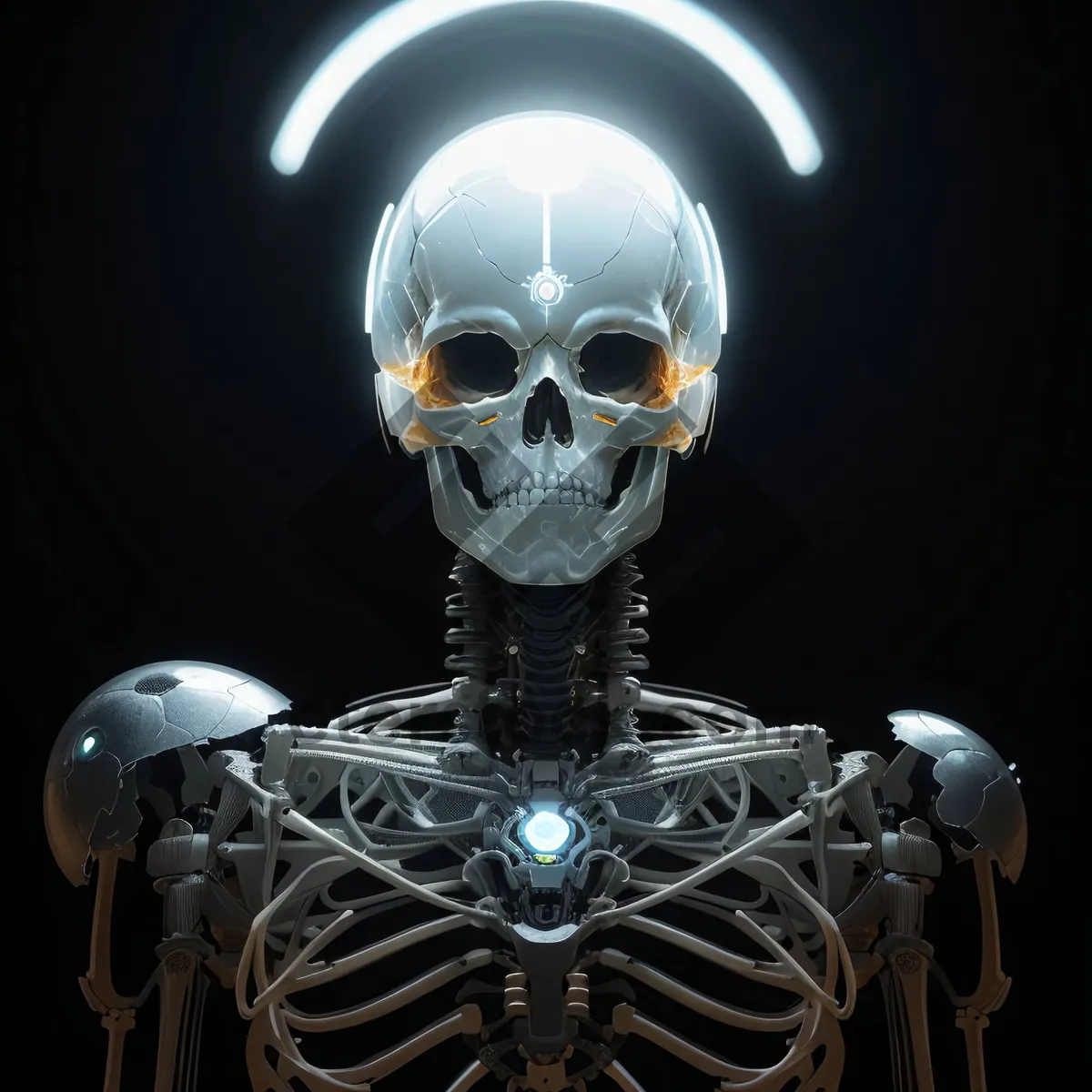 Picture of Male skull amulet sculpture - 3D horror anatomy concept