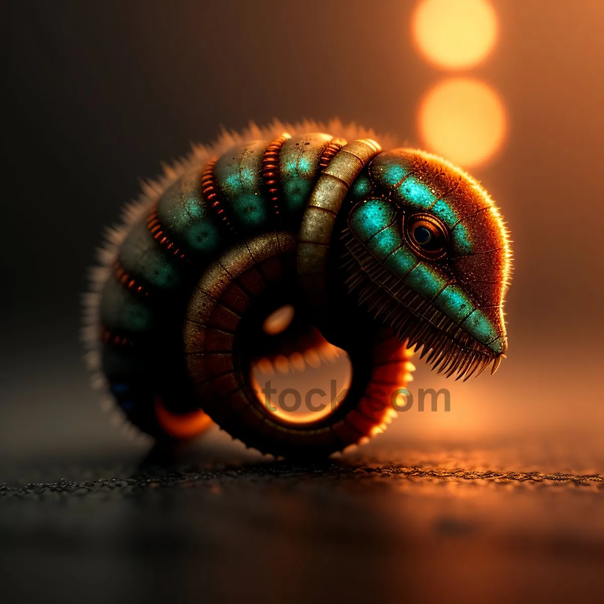 Picture of Colorful Millipede Coiling Around Arthropod Structure