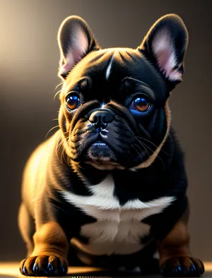 Irresistibly cute bulldog puppy, adorned with delightful wrinkles, captures hearts effortlessly