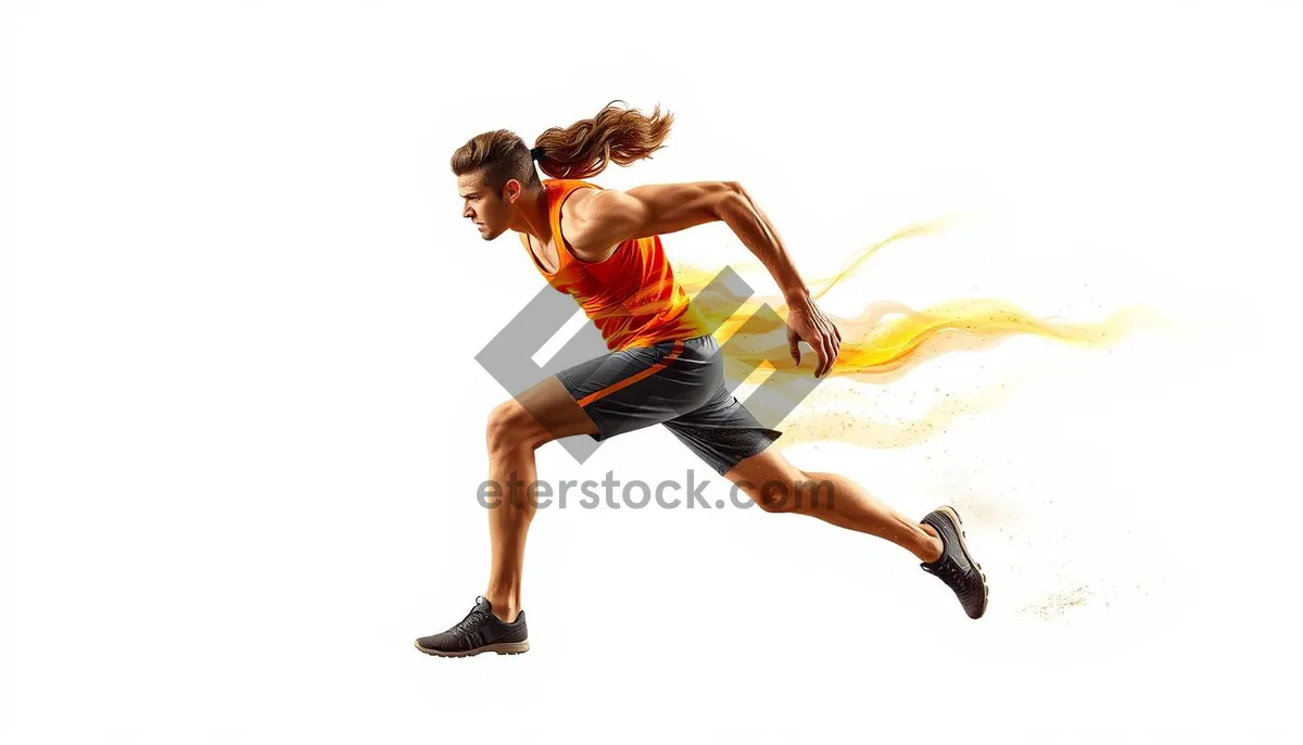 Picture of Silhouette of athletic male dancer in mid-jump form