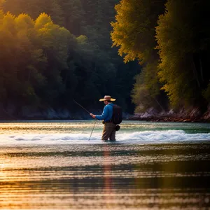 Silhouette of Man Paddling in Sunrise Ocean