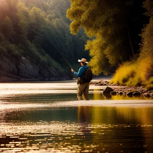 Silhouette of Man Kayaking at Sunset