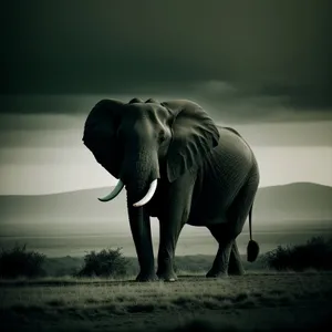 Endangered Elephant in African Wilderness