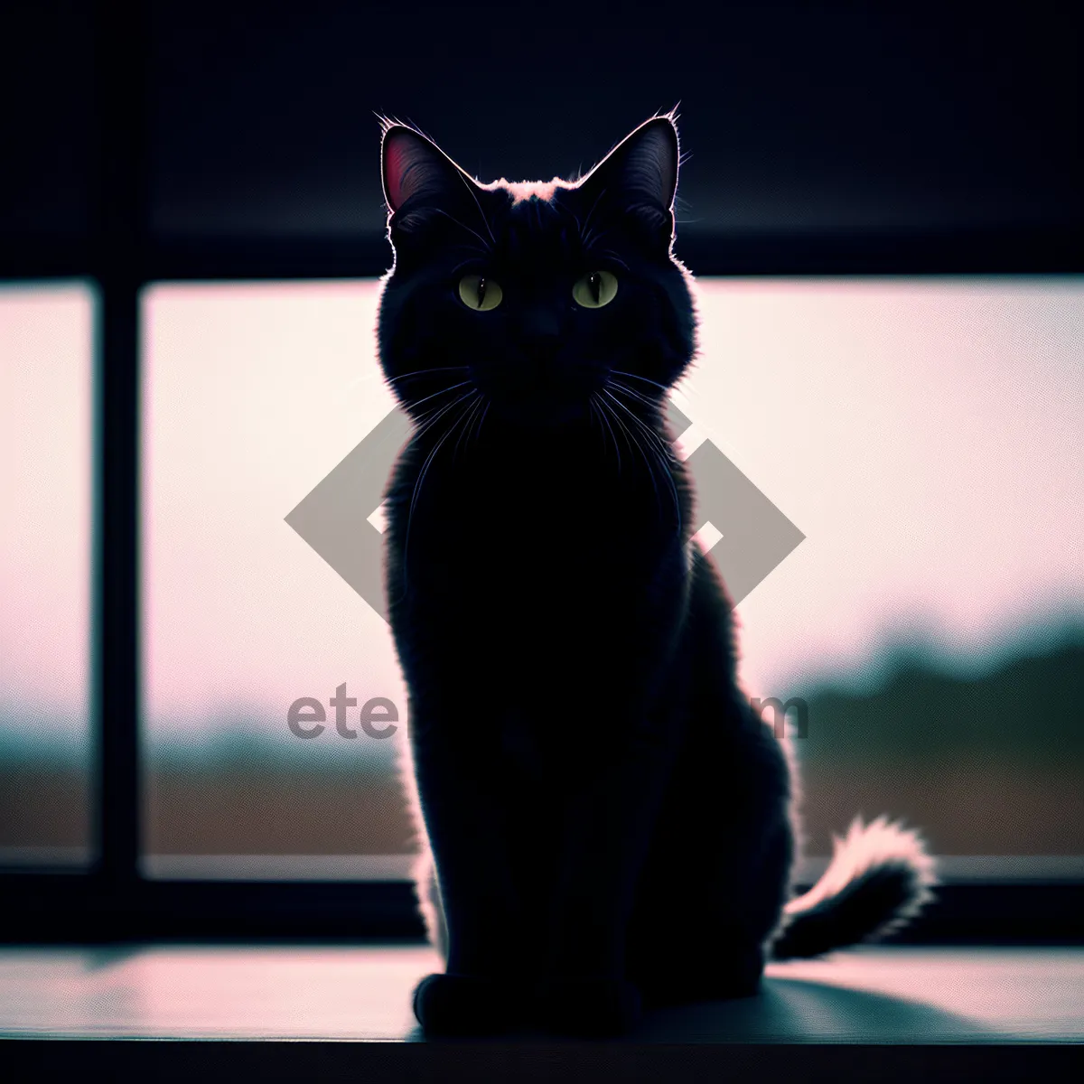 Picture of Curious Kitty on Windowsill: Adorable Feline Gazing Out