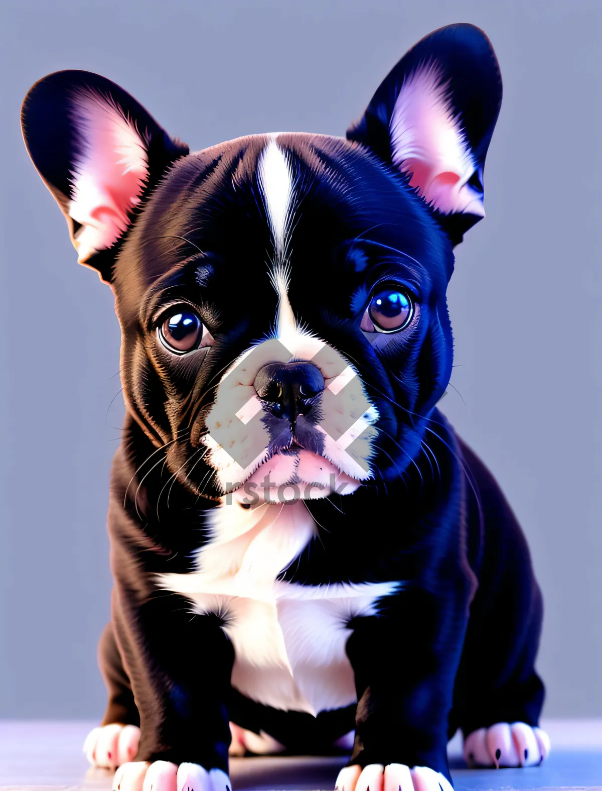 Picture of Adorable Terrier Bulldog Puppy - Cute Wrinkled Studio Portrait