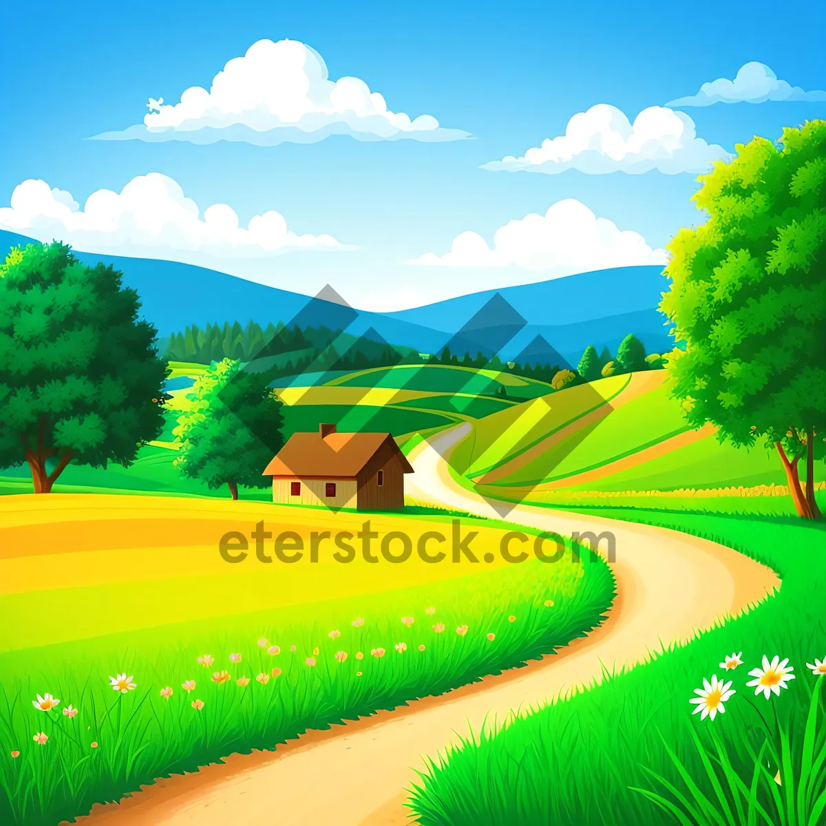 Picture of Serene Golf Course Under Clear Blue Sky