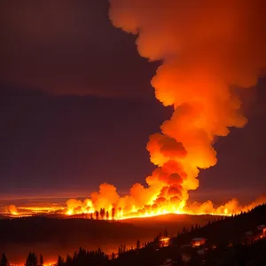 Blazing Sunset: Flaming Weapon Lights Up Orange Sky