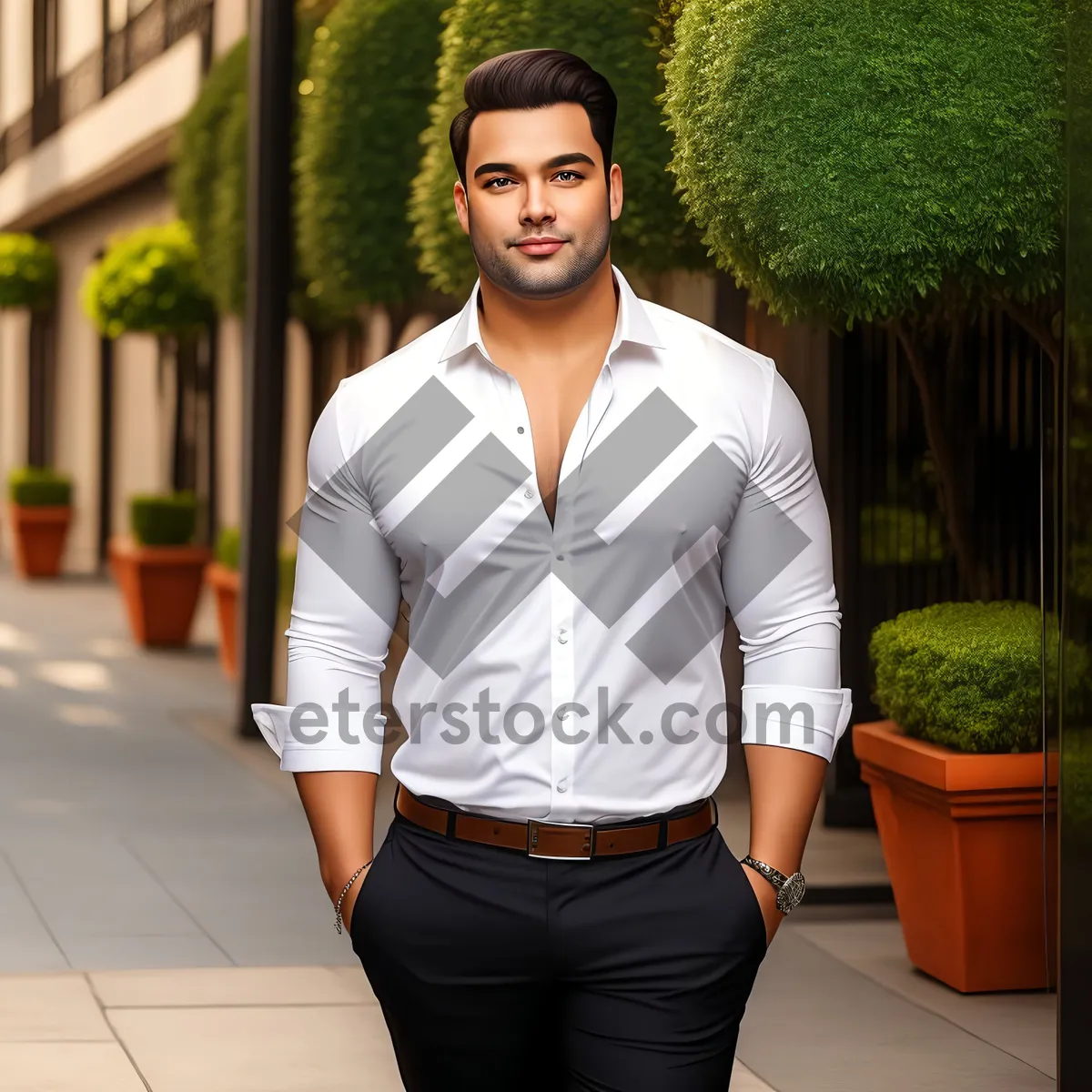 Picture of Happy Business Professionals Posed Outdoors in Corporate Attire