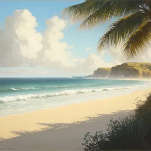 Tropical Paradise: Serene Beach and Palm Trees
