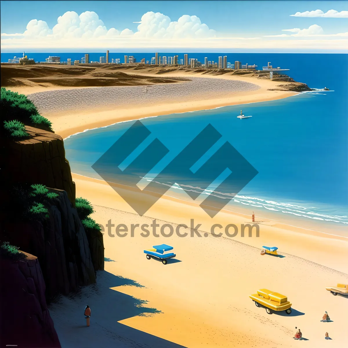 Picture of Turquoise Waters and Sandy Shoreline at Tropical Beach