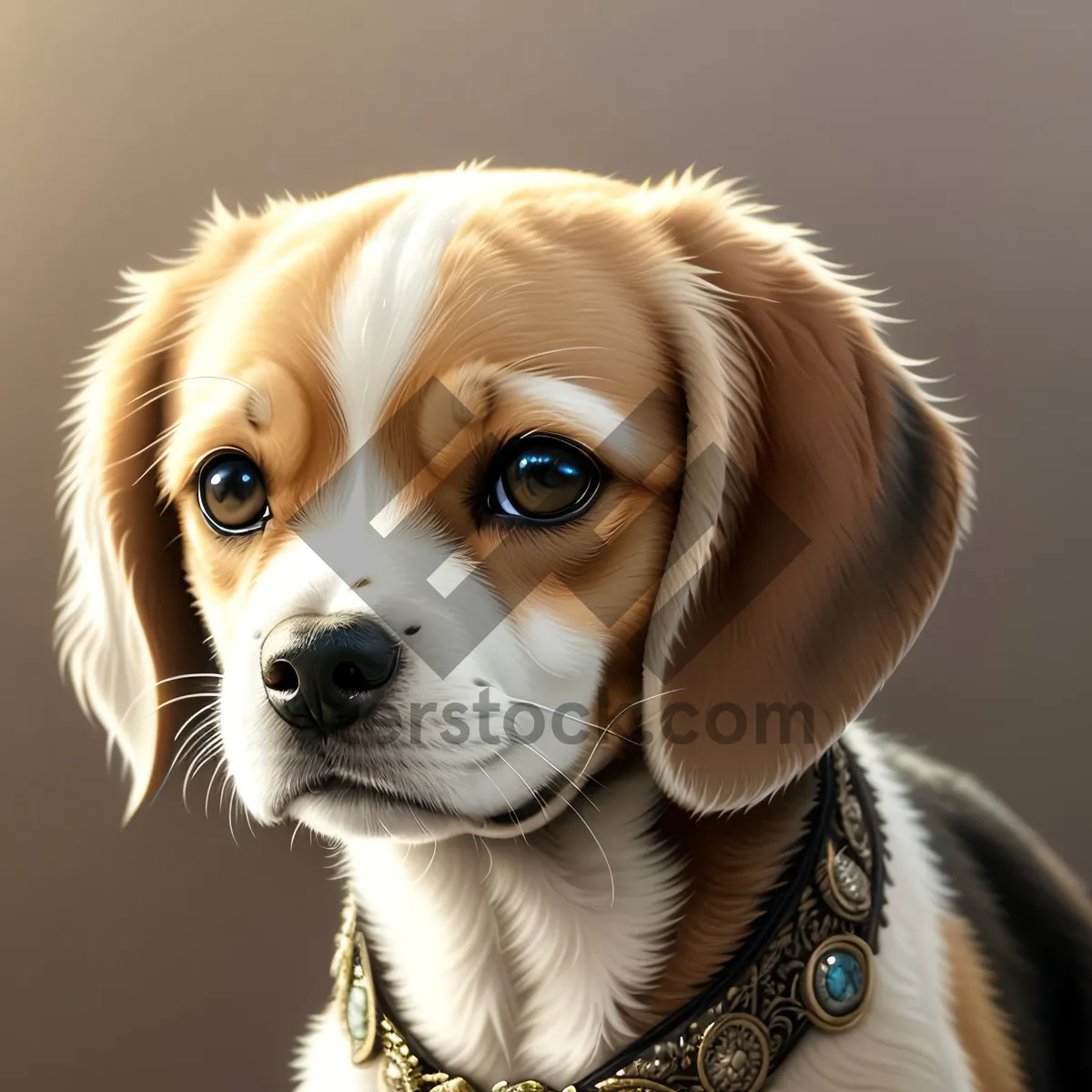 Picture of Adorable Golden Spaniel Puppy - Studio Portrait