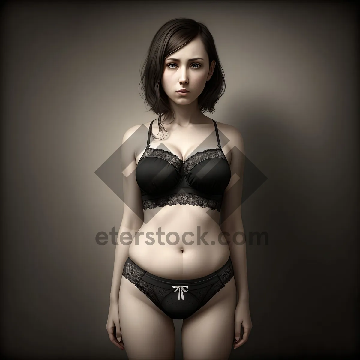 Picture of Seductive Beauty in Sensual Black Lingerie