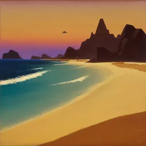 Golden Horizon: Sun-kissed Beachscape