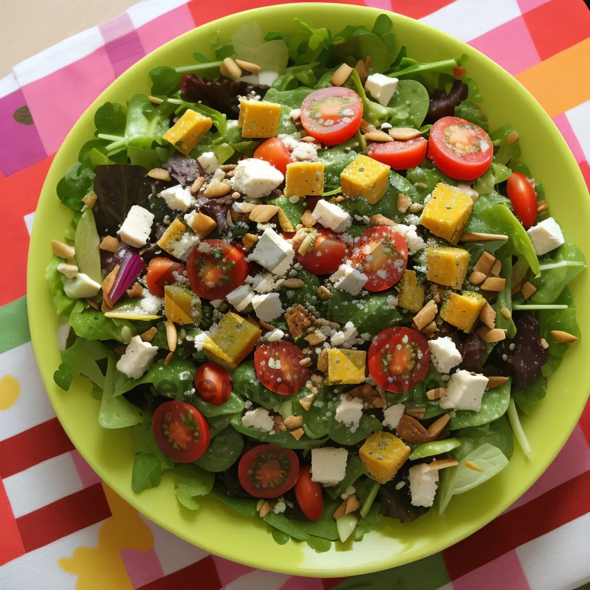 Picture of Healthy Vegetable Salad with Fresh Olive and Tomato