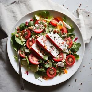 Healthy Gourmet Salad with Grilled Beef and Vegetables