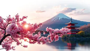 Mountain Cherry Blossoms in Spring, Japan