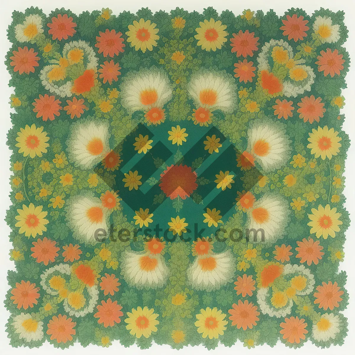 Picture of Cotton Floral Design: Retro Patterned Pillow