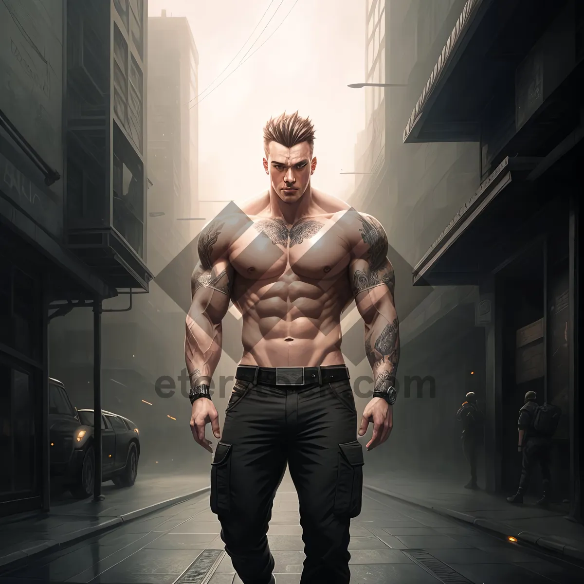 Picture of Muscular Wrestler - Powerful and Handsome