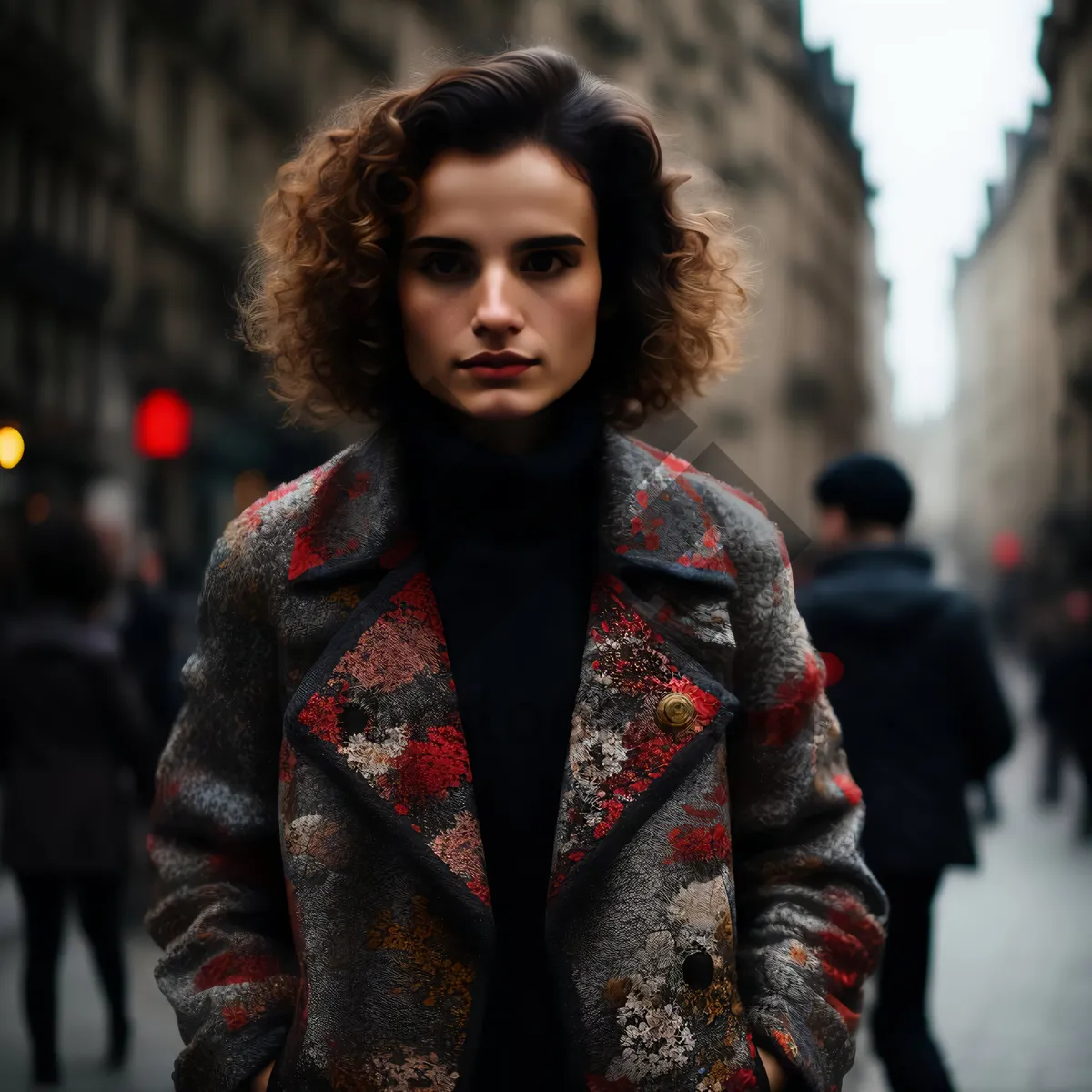 Picture of Happy young woman in fashionable kimono robe