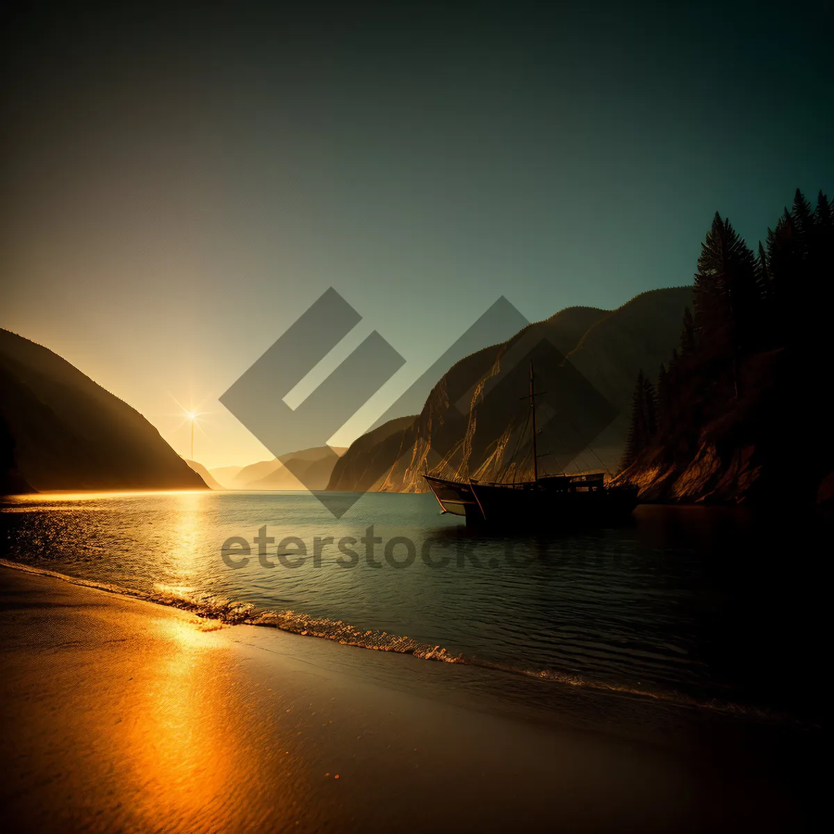 Picture of Golden Serenity: Sunset over Tropical Beach