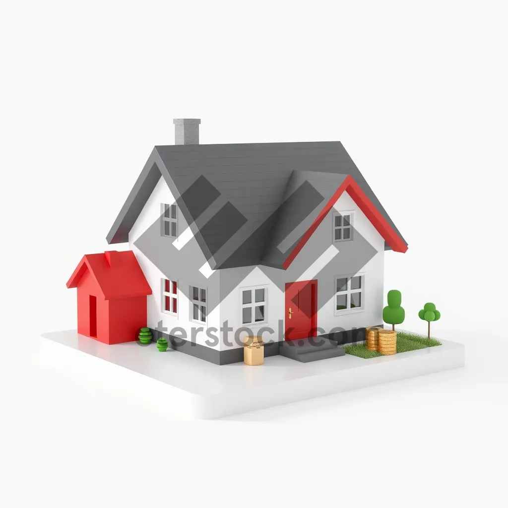 Picture of Modern 3D house icon for real estate business