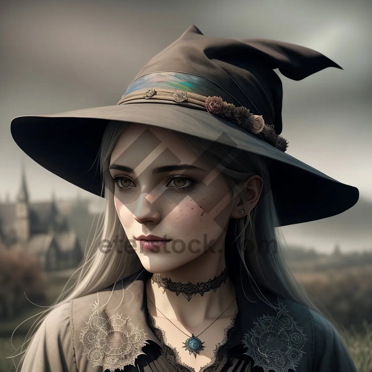 Picture of Smiling Model in Stylish Cowboy Hat