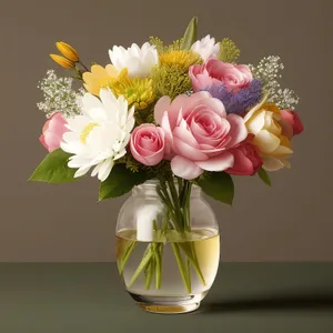 Pink Rose Wedding Bouquet in Vase