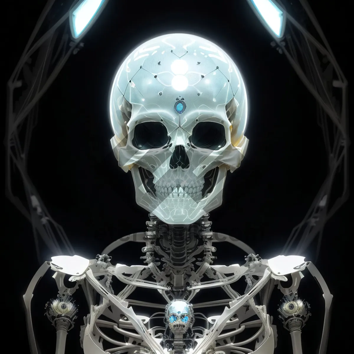 Picture of Black Pirate Skull Mask with Poisonous Spine Anatomy