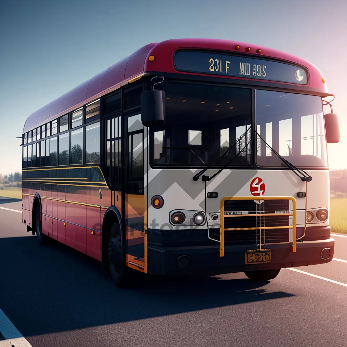 Picture of Transportation on a busy highway: Cars, buses, and trucks.