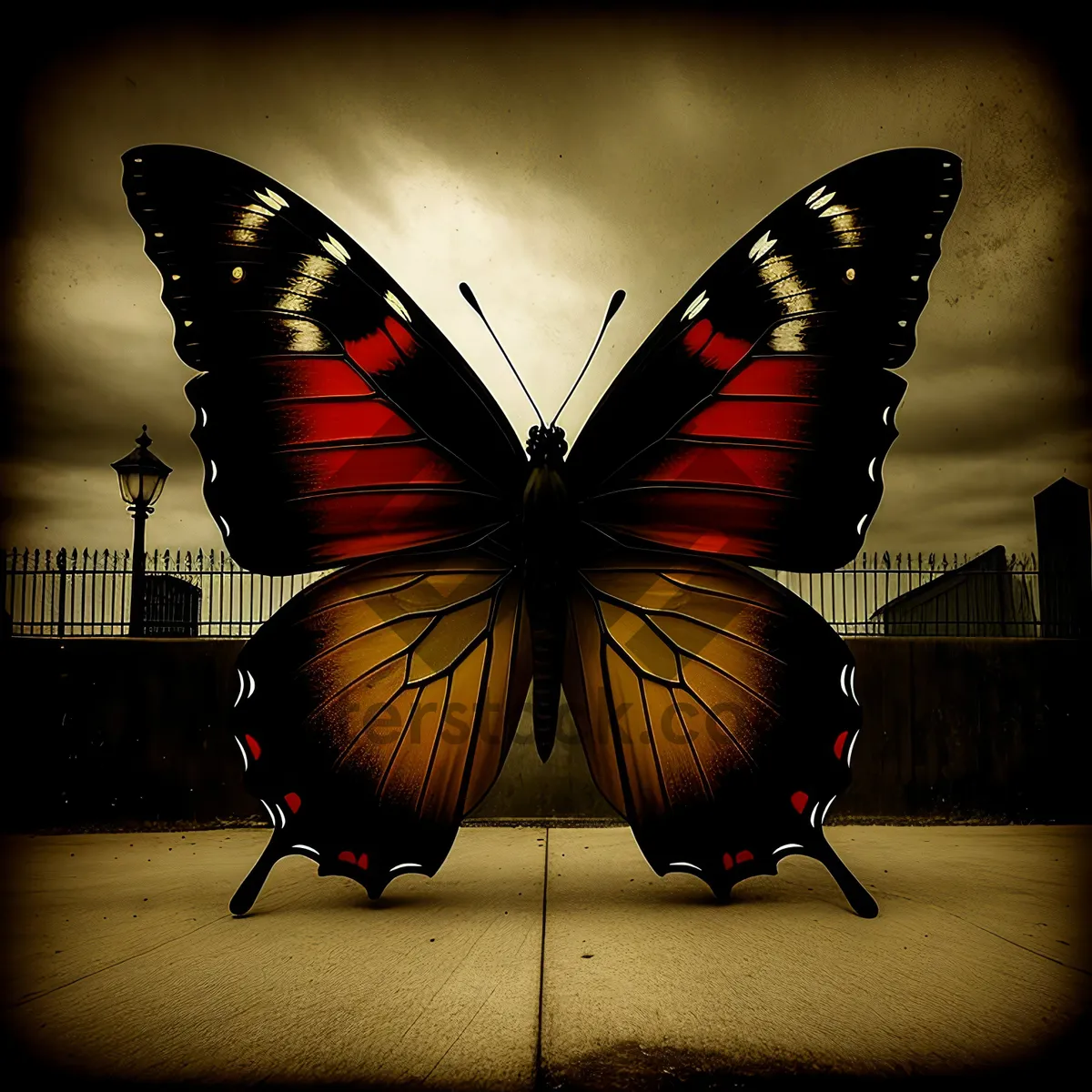 Picture of Colorful Butterfly Parasol with Wings