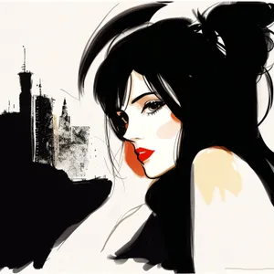 Seductive Black Fashion Cartoon Lady