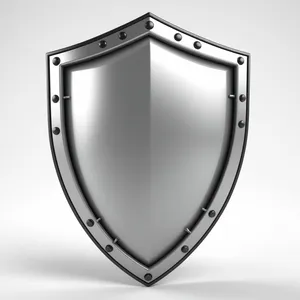 Metal shield icon with shiny design element.