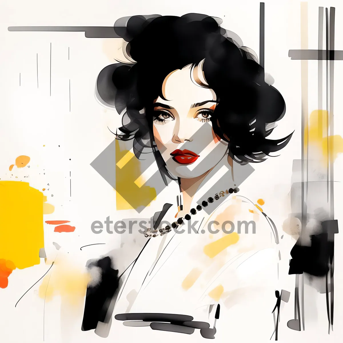 Picture of Cartoon man silhouette art housewife character portrait.
