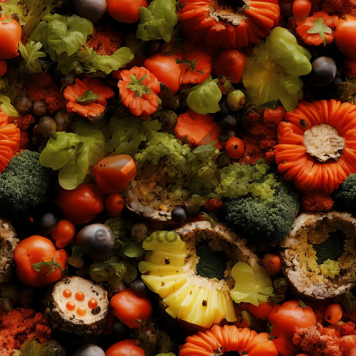 Picture of Colorful Harvest: Fresh Organic Vegetables and Fruits