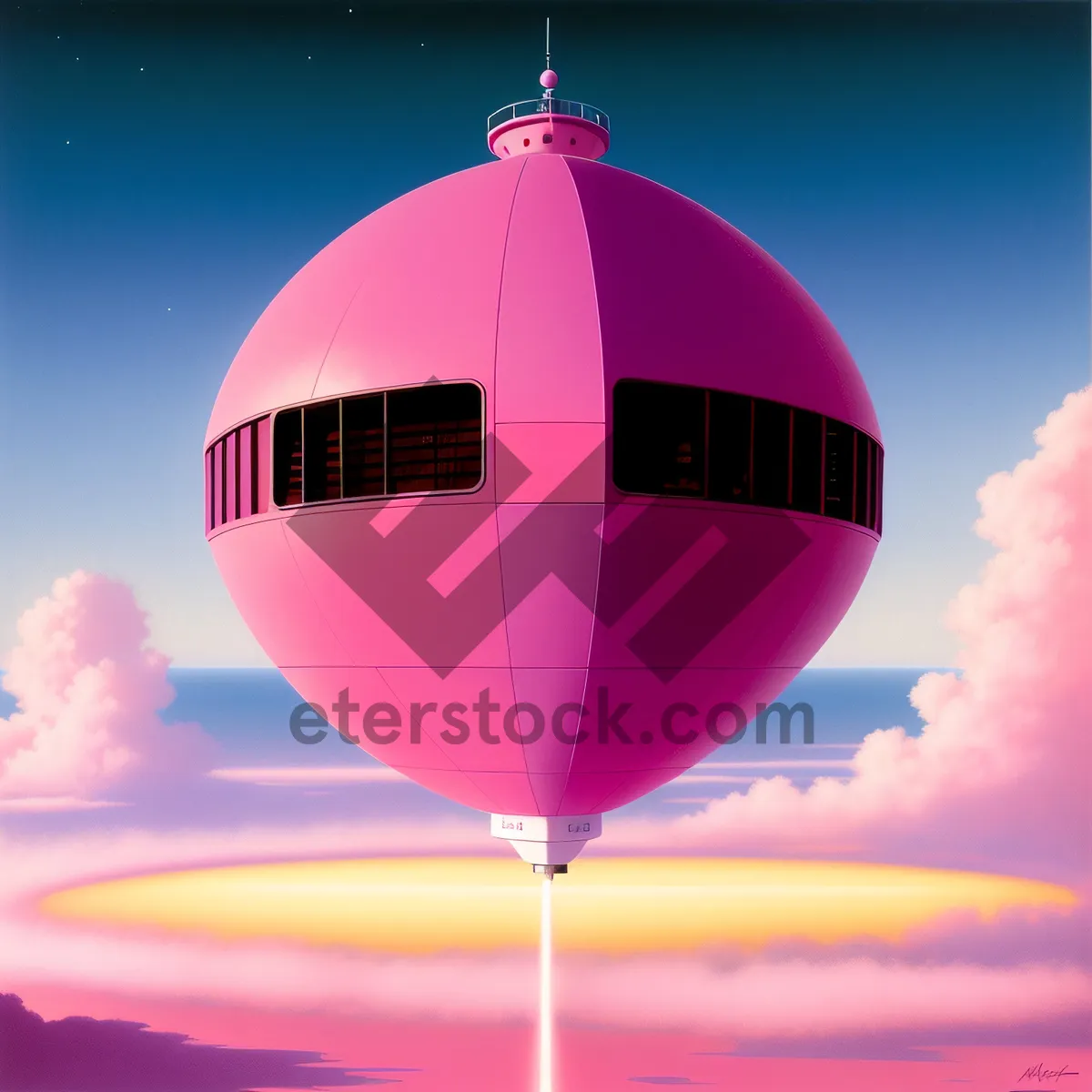 Picture of Colorful Hot Air Balloon Floating in the Sky