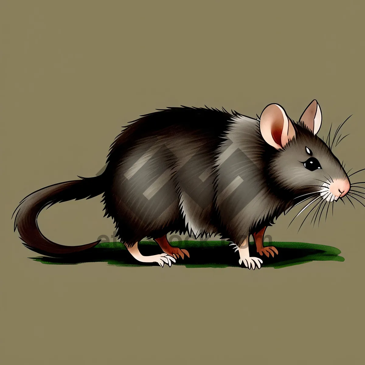 Picture of Cute Furry Rodent Portrait: Rat with Fluffy Gray Fur
