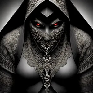 Mysterious Lady in Black: Designer Mask with Tattoos