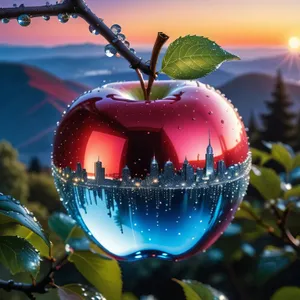 Winter festive apple decoration for holiday celebration.
