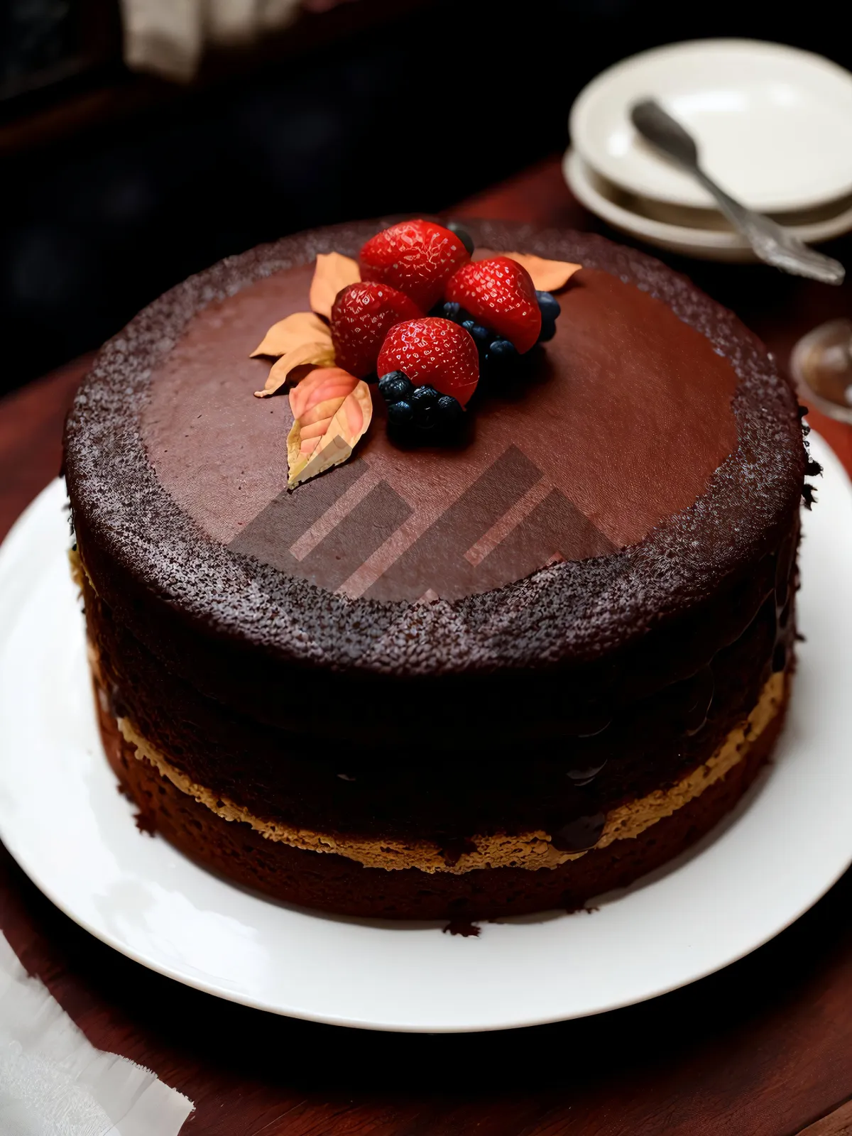 Picture of Delicious Chocolate Berry Cake with Mint