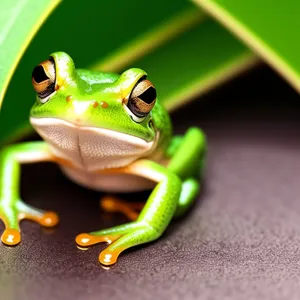 Bulging-Eyed Tree Frog Peeking Out