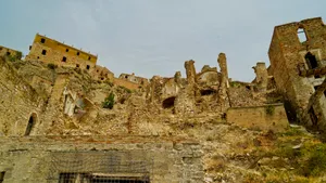 Ancient Castle Tower Against City Skyline Landscape View