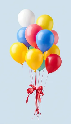 Colorful Birthday Balloons Floating in the Air