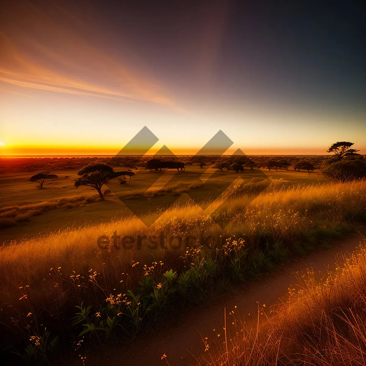 Picture of Golden Horizon: Sunset over the Coastal Landscape