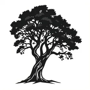 Seasonal Black Oak Tree Branch Silhouette Graphic Design