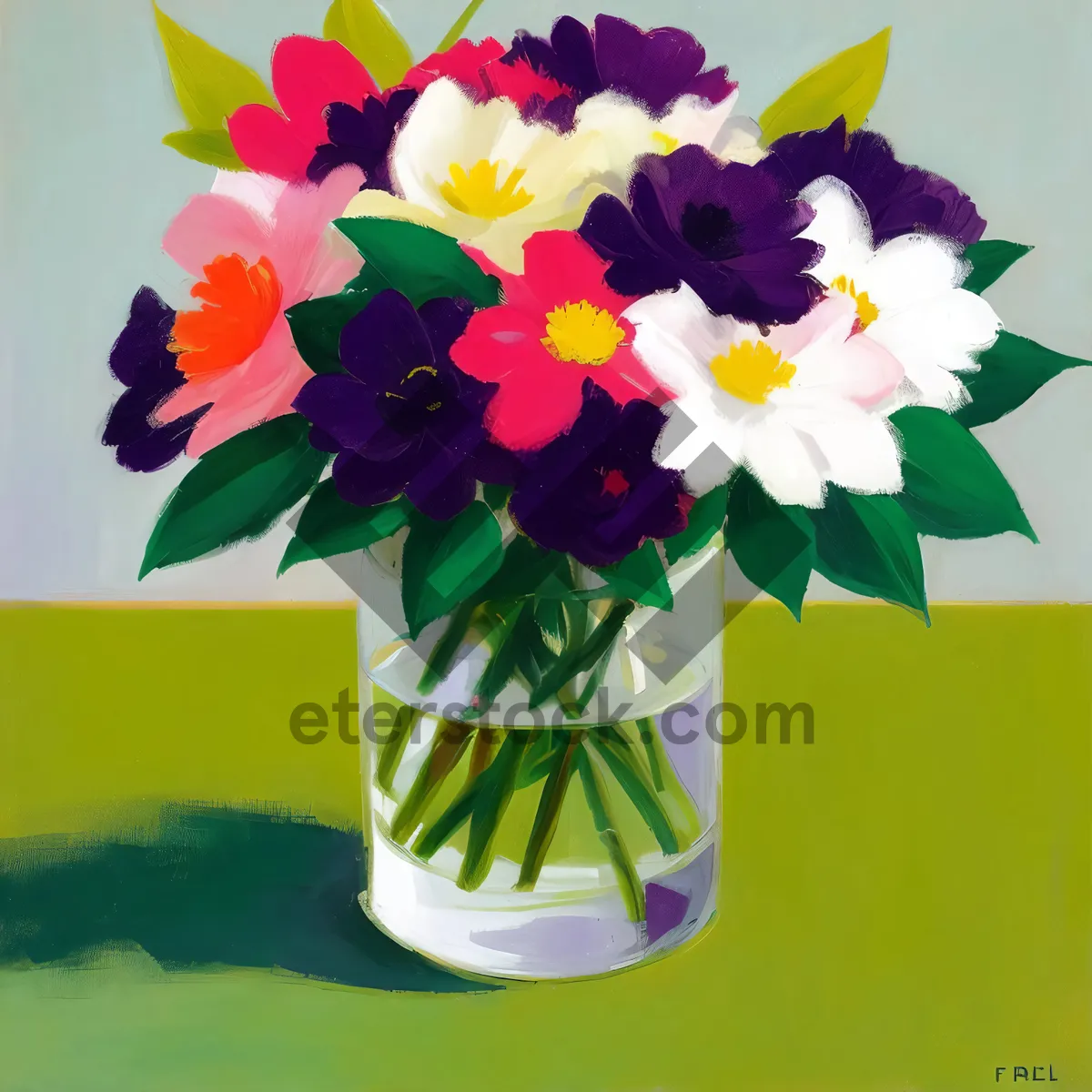 Picture of Colorful Spring Floral Bouquet with Pinwheel Decoration