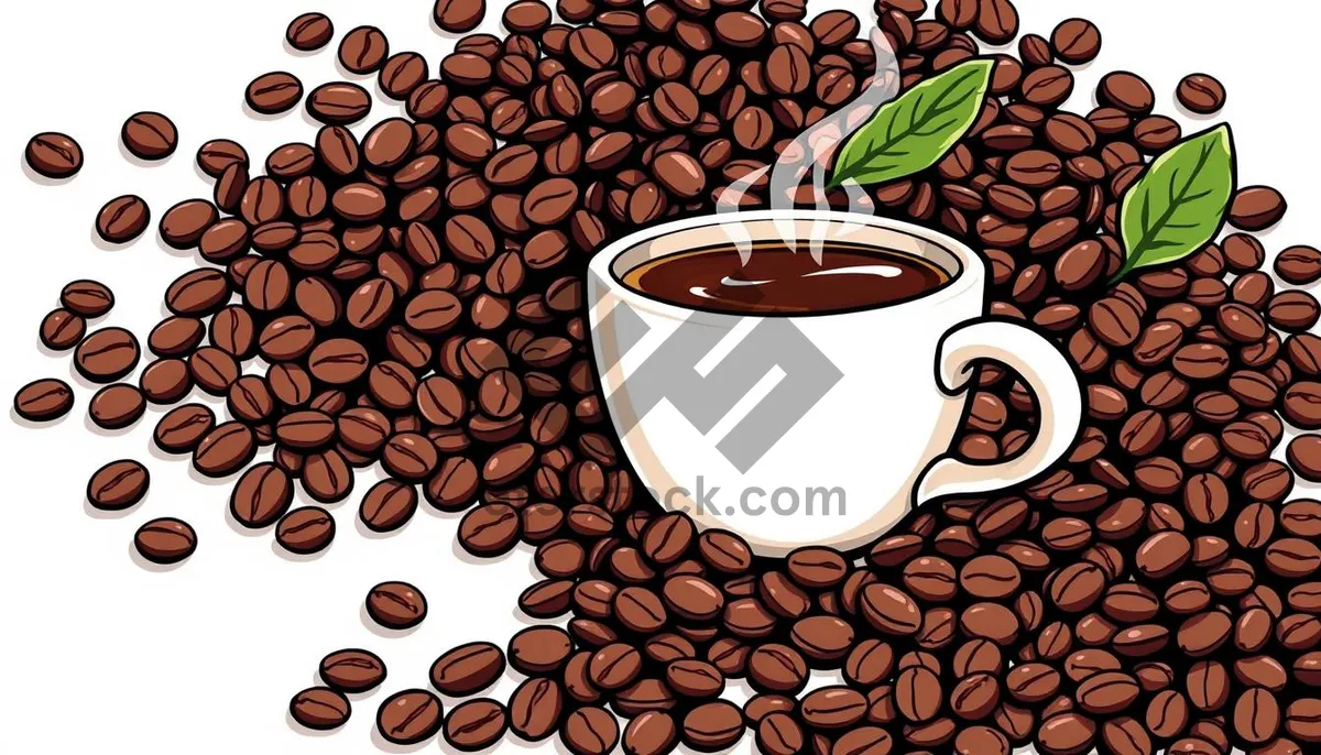 Picture of Dark Roasted Coffee Beans Closeup Texture Cup Mug