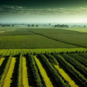 Serenity of the Countryside: A picturesque rural farm field in summer.